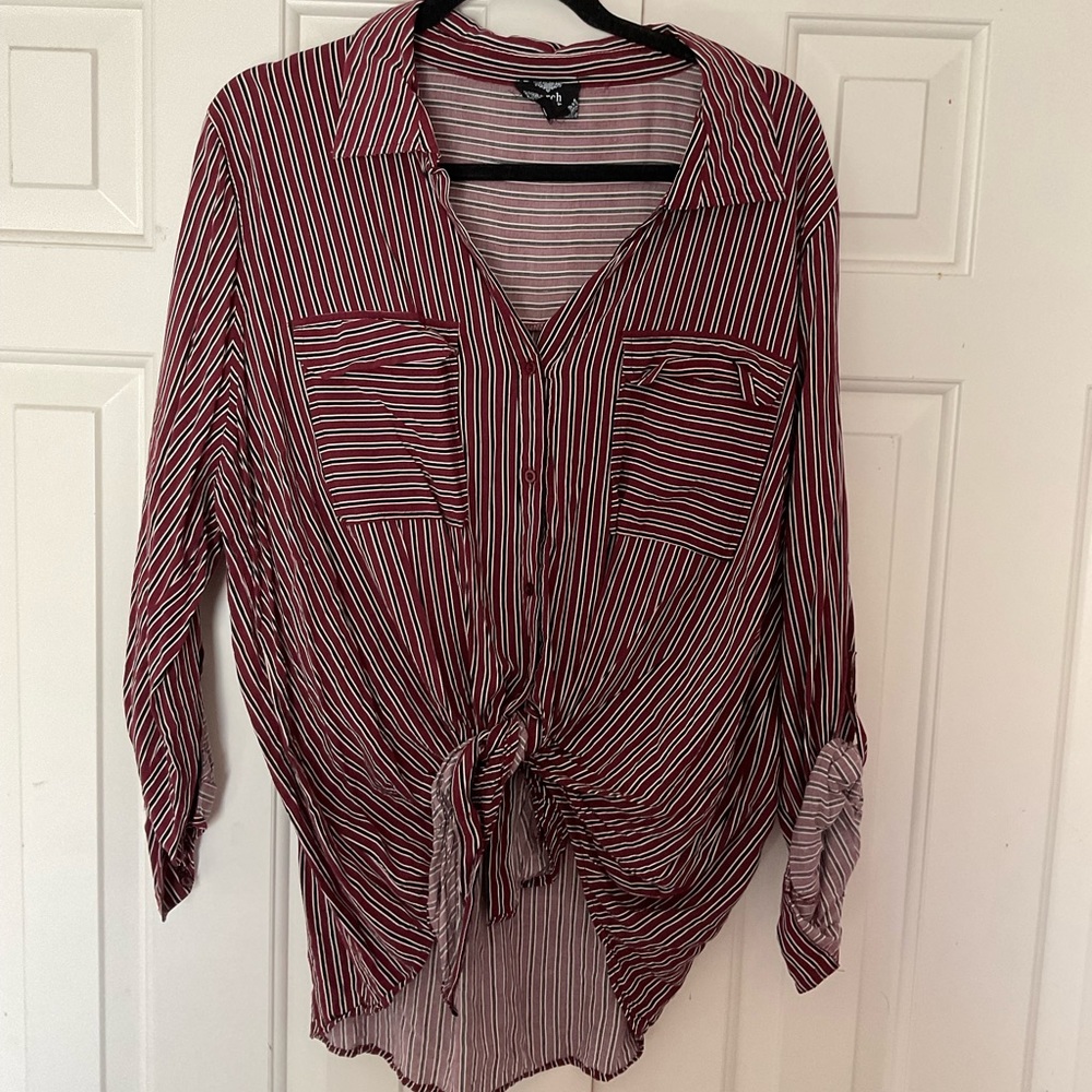 Striped Red Button Down